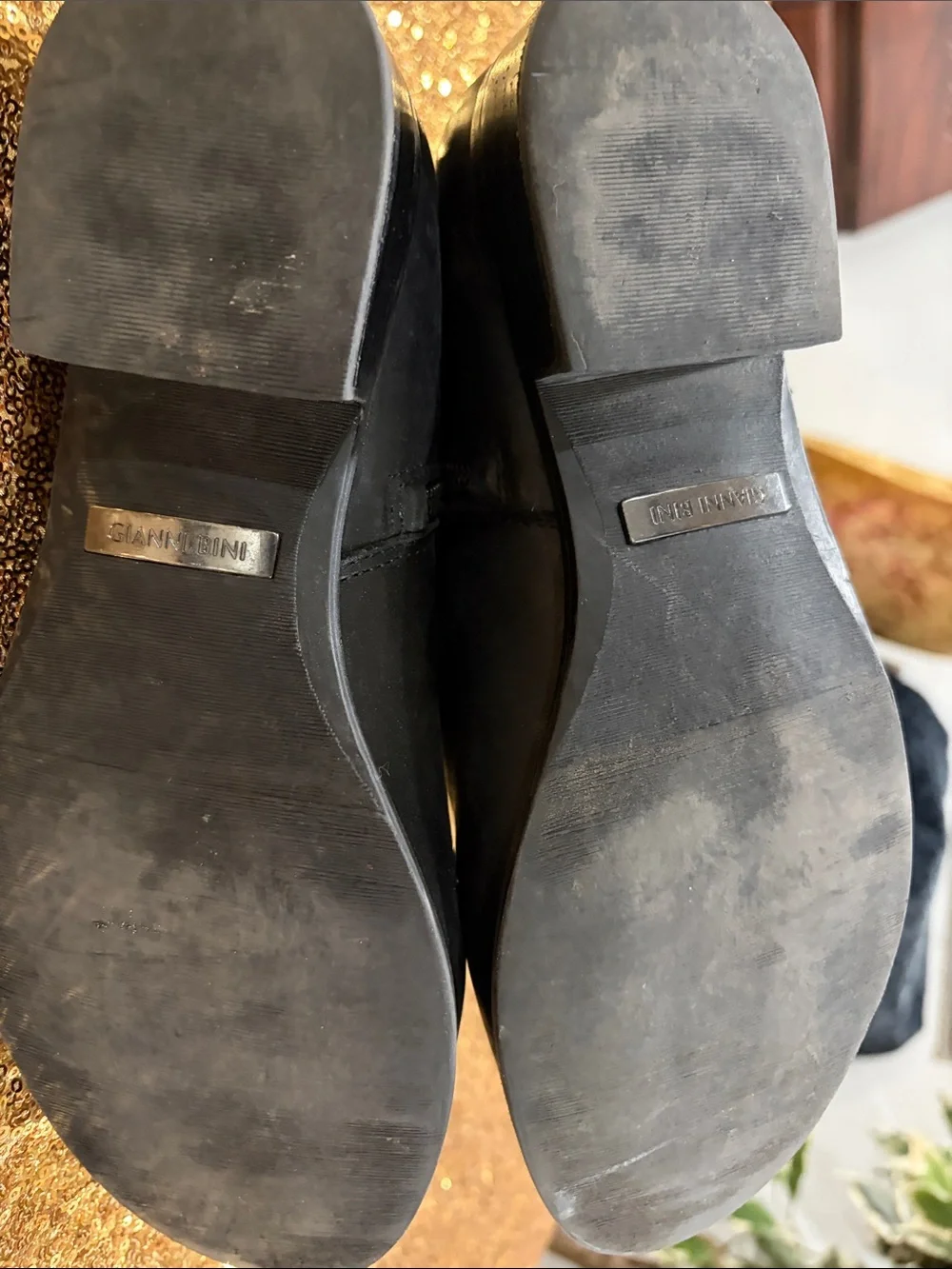 Gianni Bini Black Leather Laser-Cut Knee-High Boots